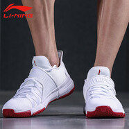 李寧（LI-NING）籃球鞋男鞋秋季韋德之道云減震魔術(shù)貼運動鞋ABCN017 標準白/公牛紅-2 44