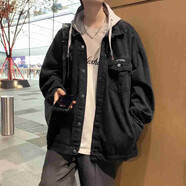 嗨森主義 春秋季薄款牛仔外套男韓版寬松帥氣潮流春秋裝夾克男女港仔衣服 樂(lè )派黑色1136 L