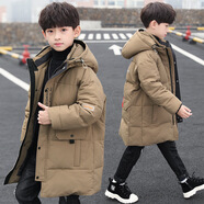 【暖冬上新】皮爾卡丹童裝 兒童羽絨棉服男童外套冬裝兒童中長款棉衣4-16歲中大童加厚8小男孩棉襖外套 卡其色火影 160cm