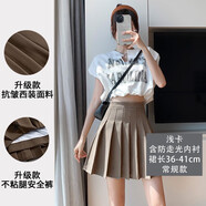 蘿美醬百褶裙女夏季短裙jk制服小裙子學(xué)院風(fēng)高腰春秋a字半身裙小個(gè)子 淺咖色常規款（抗皺西裝面料） L 【建議105-115斤】