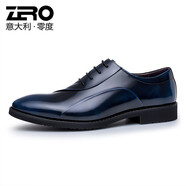 零度尚品男鞋皮鞋 秋季新品男士皮鞋低幫舒適英倫商務(wù)鞋潮流頭層牛皮鞋子 A73218藍色 38