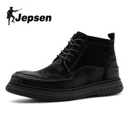 JEPSEN吉普森 秋冬季英倫雕花布洛克男靴磨砂真皮中幫馬丁靴復(fù)古潮百搭工裝靴AA185 AA185黑色 38