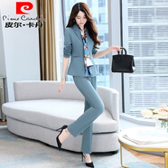 皮爾卡丹西裝套裝女春秋2025年新款秋裝女裝時(shí)尚洋氣職業(yè)正裝褲子兩件套 藍色 M