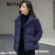 BUTAO羽絨服女短款新款外套女秋冬季保暖百搭韓版小個(gè)子面包服女裝 藏青色立領(lǐng) M