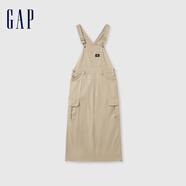 Gap女裝夏季多口袋可調(diào)節(jié)背帶裙工裝戶外百搭長裙498048 卡其色 XS (155/76A) 亞洲尺碼