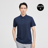 勁霸男裝（K-Boxing）男士T恤純色時(shí)尚休閑百搭夏季短袖polo領(lǐng)男FTBG2381 深蘭 180 