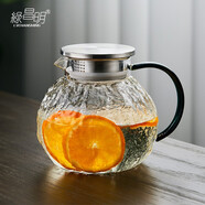綠昌明涼水壺玻璃冷水壺樹紋水壺耐高溫加厚玻璃花果茶壺大容量涼白開壺 柑橘?zèng)鏊畨? 1300ml