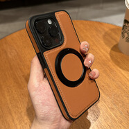 360°旋轉(zhuǎn)磁吸支架蘋(píng)果15promax手機(jī)殼新款iPhone14真皮套13PM高 【典雅棕】360度旋轉(zhuǎn)磁吸支架（奢華真皮） iPhone15