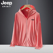 JEEP SPIRIT夏季新款戶外情侶款超薄透氣冰絲外套夾克男旅游垂釣UPF50透氣服 桔紅色-女款 2XL
