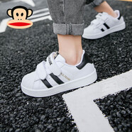 大嘴猴（paul frank）(Paul Frank)童鞋兒童運動鞋女童小白鞋秋冬男童板鞋中大童貝殼鞋 白/黑(3009)網布 26 適合腳長15.4cm