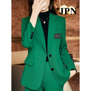JPN 香港潮牌小西裝套裝女新款休閑氣質(zhì)職業(yè)長(cháng)袖西服外套顯瘦兩件套 綠色(西裝) M