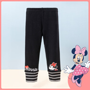 迪士尼寶寶（Disney Baby）迪士尼女童修身顯瘦打底褲米妮黛絲卡通印花休閑褲24年春新品 碳黑 90