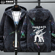 凱迪宸暉 外套 男春秋青少年迷彩夾克 男連帽韓版休閑學(xué)生棒球服男 宇航員黑色 XL (113斤-131斤)