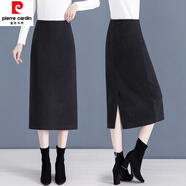 皮爾卡丹（pierre cardin）毛呢半身裙女秋冬2024新款高腰中長款西裝a字包臀裙直筒一步長裙 深灰色 3XL