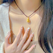 歐顏?lái)f雪同款5G黃金葫蘆項(xiàng)鏈女999足金新款鑲嵌轉(zhuǎn)動(dòng)掛墜鎖骨鏈套鏈 黃金葫蘆吊墜編繩款/金重約4.19g