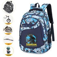 漁樾 書(shū)包小學(xué)生男孩吃雞包輕便減壓1-3-6年級幼兒透氣兒童書(shū)包時(shí)尚耐磨雙肩包 8123 藍色小款(1-2年級)【三個(gè)金屬掛件】