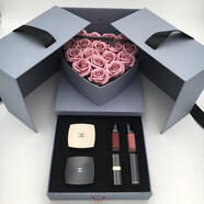 香奈兒（Chanel）口紅唇釉粉底眼影套裝禮盒限量色號情人節(jié)生日禮物女朋友七夕禮物 氣墊+眼影+口紅四只心型玫瑰禮盒