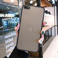 名櫻 蘋果8Plus手機殼iPhoneSE2保護套透明磨砂6SP撞色硅膠7P全包防摔ip6s網(wǎng)紅男女 蘋果6P/6SPlus【經(jīng)典黑】+鋼化膜