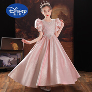 迪士尼（Disney）兒童禮服公主裙女童鋼琴演出服小女孩主持人生日高端走秀晚禮服 粉色長(cháng)款 160cm