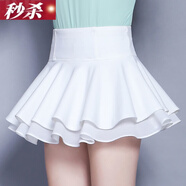 漫佩  超短裙女高腰無(wú)安全無(wú)內襯迷你矮個(gè)子半身蛋糕裙百褶蓬蓬小裙子 白色【超短32cm有安全】 S