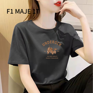 F1MAJE1T高端設(shè)計師品牌短袖T恤女夏季2025新款韓版棉上衣寬松圓領(lǐng)女裝 T恤/圓領(lǐng)/煙灰色/果實 L 【106-115斤】建議體重