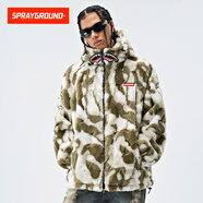 SPRAYGROUND明星同款毛毛棉服男外套2025秋冬鯊魚嘴男女情侶毛絨棉衣 灰綠色 L