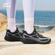 鴻星爾克（ERKE）運動鞋女鞋縱橫新款輕便緩震耐磨戶外休閑運動跑步鞋子 正黑/碳灰 35