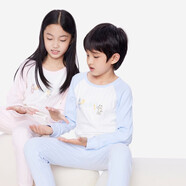 安奈兒（Annil）童裝男童女童秋衣秋褲冬新款保暖長袖寬松內(nèi)衣抗菌套裝 天空粉 110