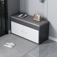 尋巧（SPERMEK）換鞋凳入戶(hù)鞋柜門(mén)口帶門(mén)坐凳鞋架一體玄關(guān)架子簡(jiǎn)約儲物收納柜 【三層帶門(mén)款】60CM深灰拼白