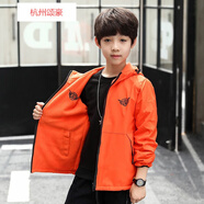川孩童裝男童外套兒童加絨加厚雙面穿沖鋒服秋冬裝新品中大童男孩風(fēng)衣 雙面穿橙色(男款) 120 (偏小 建議身高1米~1米1)