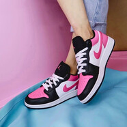 耐克（NIKE）女子Air Jordan 1 Low GS低幫AJ1潮流緩震耐磨籃球鞋 554723-106 櫻花粉 35.5
