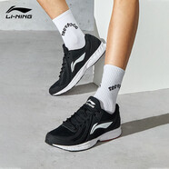 李寧（LI-NING）越影減震跑鞋男新款網(wǎng)面透氣體育中考軟底男士運(yùn)動(dòng)休閑跑步鞋 黑色/銀色 (輕質(zhì)跑鞋) 43