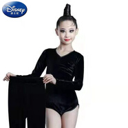 迪士尼（Disney）秋冬練功服拉丁舞服女網紅比賽服女童絲絨長袖演出訓練服套裝 單件V領上衣 120