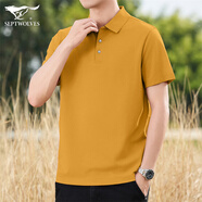 七匹狼【含桑蠶絲】男士T恤夏季新款翻領(lǐng)休閑透氣抗皺寬松簡(jiǎn)約男裝短袖 602(土黃) 190/58A/4XL