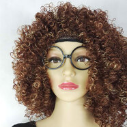 表演家黑人假發(fā)女小卷爆炸頭套非洲歐美短發(fā)玉米燙夸張造型演外國人表演 天雅棕色 送眼鏡和發(fā)網(wǎng) 默認 中長(cháng)發(fā)