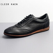 CLEER KAEN品牌男鞋休閑皮鞋男英倫復古商務(wù)休閑鞋百搭真皮板鞋透氣平底鞋男 黑色 42 皮鞋碼