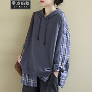 零點(diǎn)螞蟻200斤胖人大碼女裝秋裝胖mm洋氣減齡遮肚子顯瘦時(shí)尚韓版寬松連帽衛(wèi)衣胖妹妹加肥加碼上衣 灰色 XL【165-180斤】
