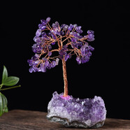 淘吻天然紫水晶樹(shù)芙蓉石粉晶黃水晶七彩水晶發(fā)財樹(shù)工藝品桌面辦公擺件 紫色發(fā)財樹(shù)B款大號 200克左右