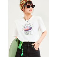 木果果木商場(chǎng)同款木果果木2023新款復古百搭時(shí)尚休閑正肩短袖女t恤 米白 S