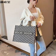 唐曉笙同款包包2021韓版新款刺繡托特包手提大包大容量女包休閑潮 黑色大款