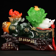 吉善堂開(kāi)業(yè)禮品貔貅玉白菜擺件工藝品辦公室客廳酒柜裝飾品喬遷新居禮品 特大號-約總長(cháng)47寬20高38CM