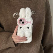 彌靜覓秋冬毛絨米菲兔蘋(píng)果16ProMax手機殼榮耀X60i/華為Nova13/小米/紅 刺繡毛絨白色-米菲兔兔 iPhoneSE4
