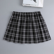 尚爵尤妮襯衫式假下擺格子小短裙 疊穿內搭打底半身裙 韓版圓弧格子裙 黑白格子 均碼