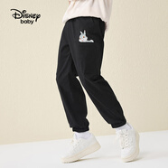 迪士尼（Disney）童裝女童梭織工裝褲洋氣寶寶長褲2025年春秋新款裝兒童休閑運動褲 碳黑 140