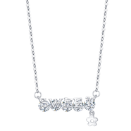 老廟S925套鏈SWEET字母掛墜女士鎖骨鏈鑲鋯石項鏈 送女朋友節日禮物 銀色約：2.20g（44cm）