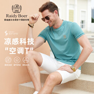 Raidy Boer/雷迪波爾【空調(diào)T】夏季男裝刺繡棉混紡短袖T恤7120 淺綠色 165/46/S