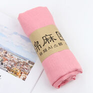 艾羅帝朗韓版純色棉麻圍巾女春夏季百搭薄款絲巾長(cháng)款超大沙灘紗巾披肩兩用 粉色 棉麻-180*45cm