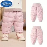 迪士尼（Disney）輕奢嬰兒羽絨褲高腰護(hù)肚女童保暖褲男童可開(kāi)檔羽絨長(zhǎng)褲2024新款加 粉紅色 110