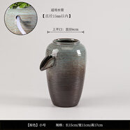 元禾厚望魚(yú)缸瀑布造景流水景觀循環(huán)流水陶罐戶外庭院魚(yú)池水缸造景擺件全套 窯變高罐小號(hào)-建議5W水泵