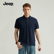 吉普（JEEP）男裝2025夏季輕盈透氣純棉t恤男新款商務(wù)休閑翻領(lǐng)polo體恤衫 藏青色 3XL （175-190斤）